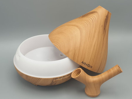 AD AirAqua type duo Chiaro (hout/wood) Timer, LED, Afneembare top | 400ml | (ultrasone aroma diffuser)