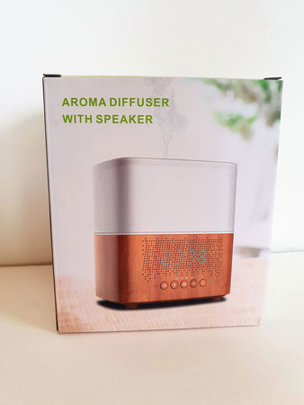 Aroma diffuser AllPura Cube (hout/wood) Timer, Light & Bluetooth speaker | 300ml | (ultrasoon)