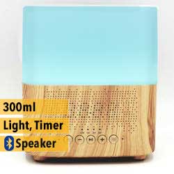 Aroma diffuser AllPura Cube (hout/wood) Timer, Light & Bluetooth speaker | 300ml | (ultrasoon)